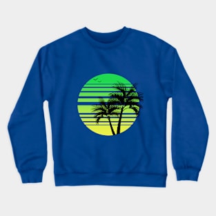 Synthwave - Vaporwave - 80s - Cyberpunk - Green & Yellow Crewneck Sweatshirt